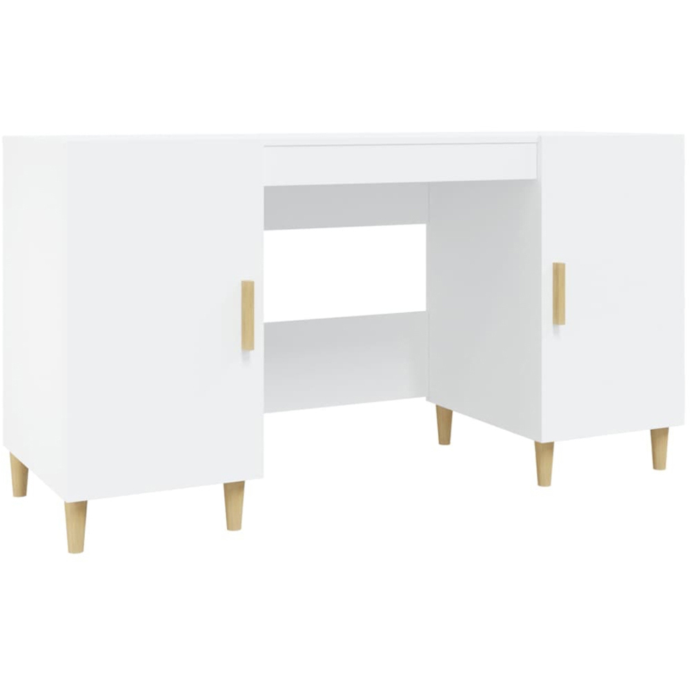 vidaXL 2 Door Computer Desk White Image 2
