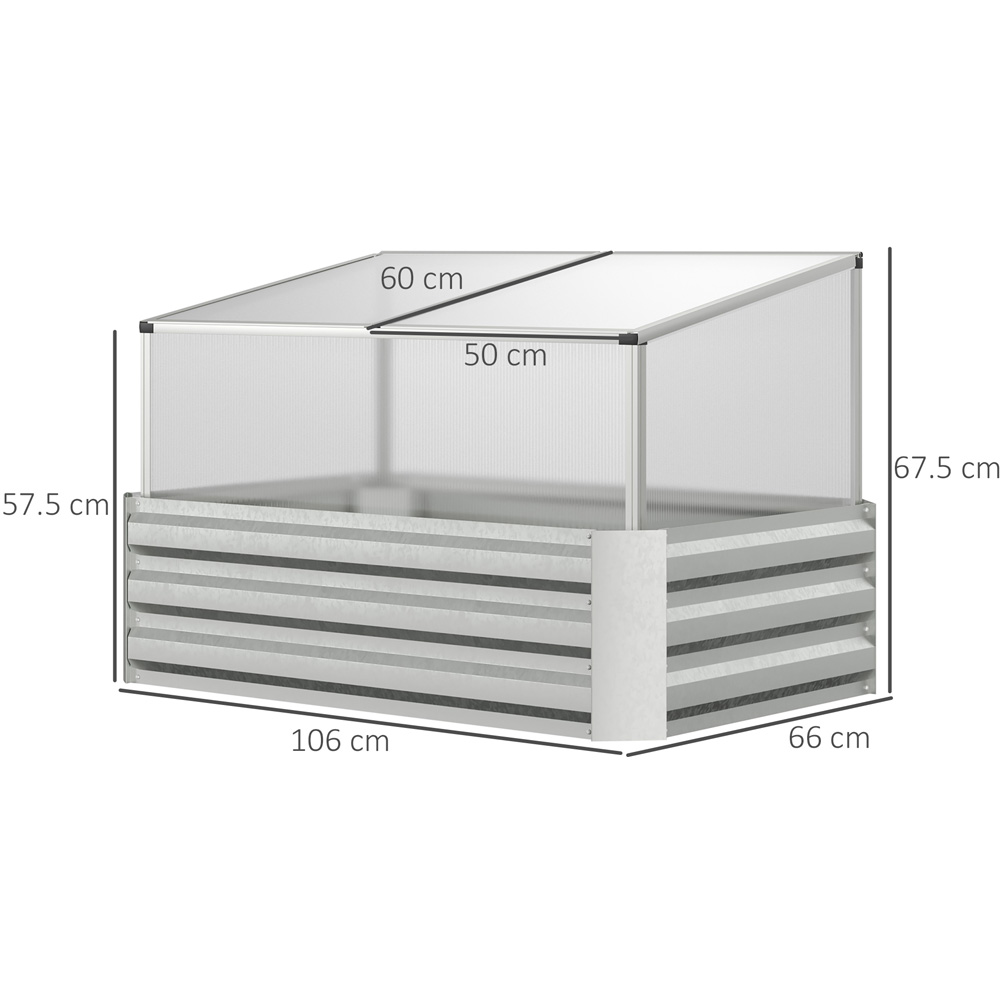 Outsunny Grey and White Raised Bed Garden Box Planter with Greenhouse Image 7