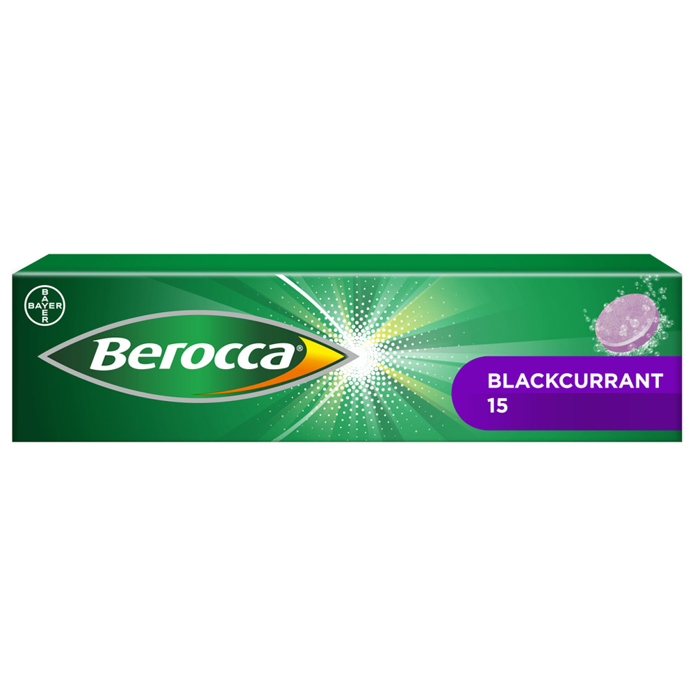 Berocca Effervescent Blackcurrant Tablets 15 pack Image 1