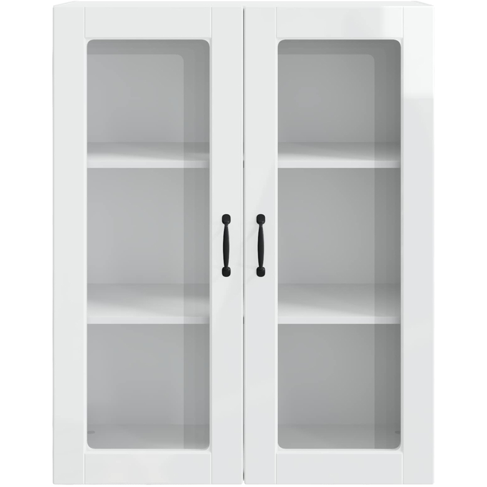 vidaXL 2 Glass Door High Gloss White Kitchen Wall Cabinet Image 4