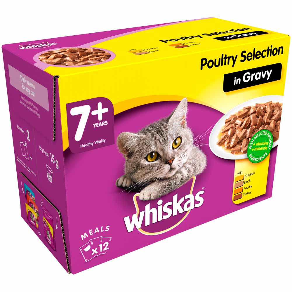 Whiskas Senior 7 Years+ Poultry Selection in Jelly Cat Food Pouches 12x100g Image 2