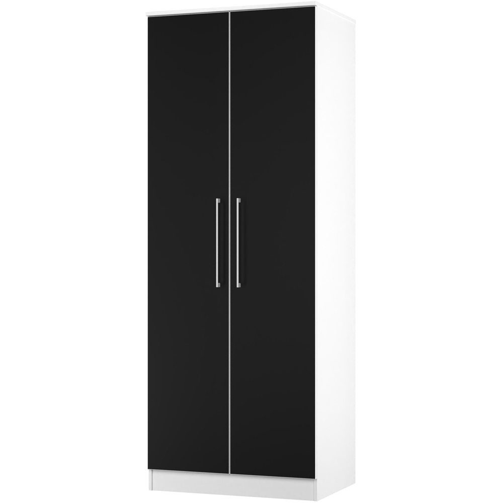 Crowndale Worcester 2 Door Matt Black and White Tall Wardrobe Ready Assembled Image 3