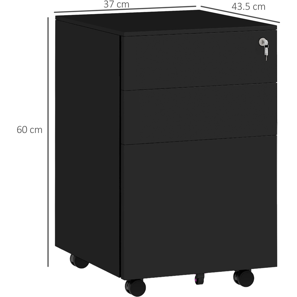 Portland Vinsetto Black 3 Drawer Vertical Filing Cabinet Image 7