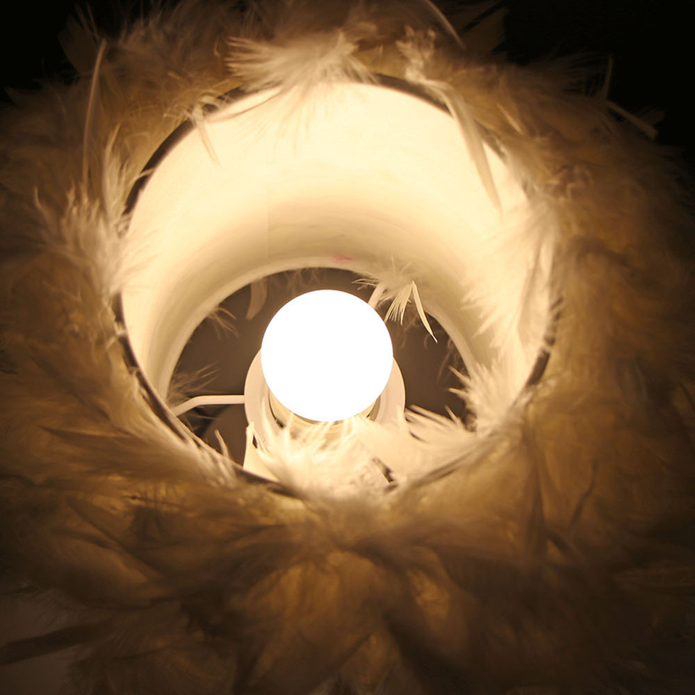 Living and Home LED Table Lamp with Feather Lampshade Image 7