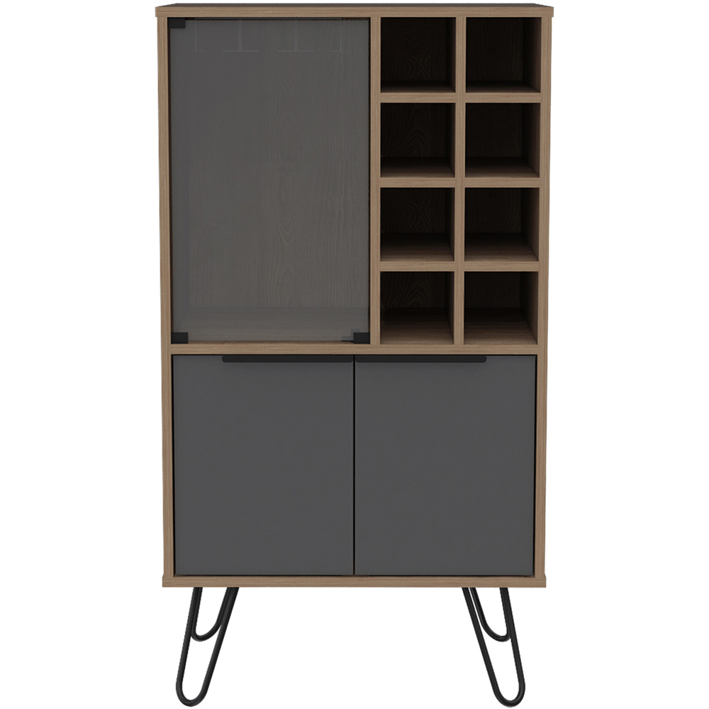 Core Products Vegas 3 Door Oak and Grey Wine Cabinet Image 3