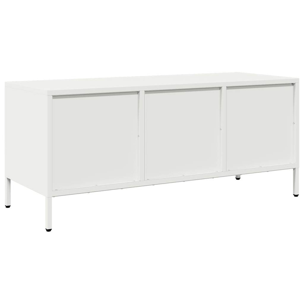 vidaXL 3 Drawer White Steel Industrial Style TV Cabinet Image 5