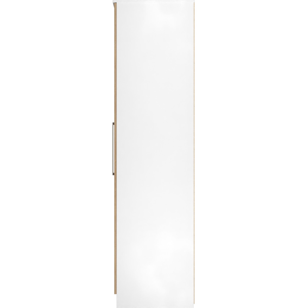 Crowndale Worcester 3 Door Slatt Effect and White Tall Mirrored Wardrobe Ready Assembled Image 7