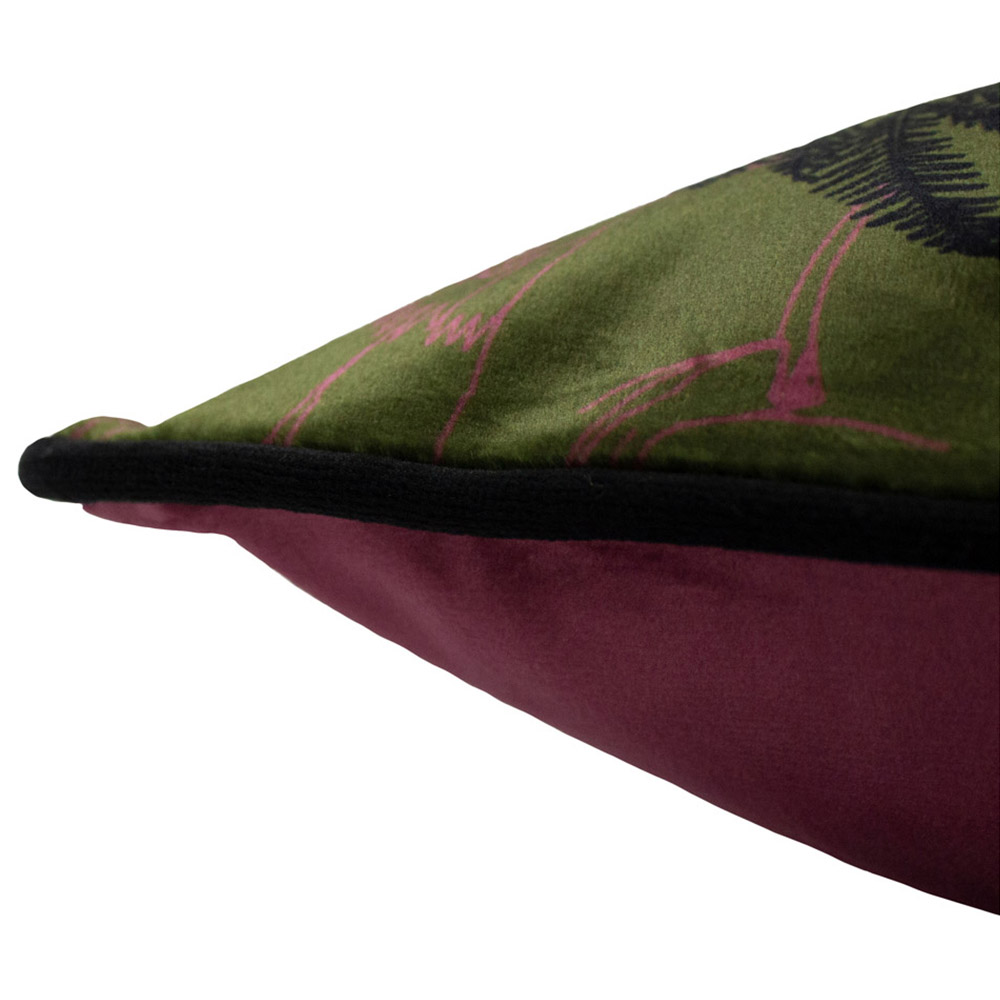 Paoletti Khaki Tropical Cheetah Velvet Touch Piped Cushion Image 4