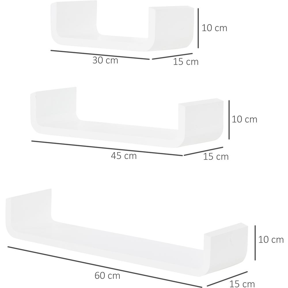 Portland Set of 3 White Floating Shelf Image 7