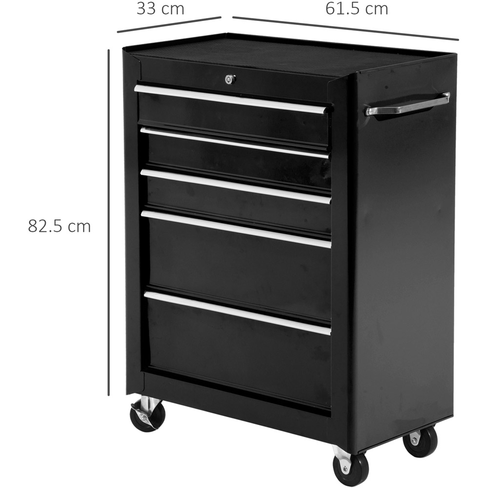 HOMCOM 5 Drawer Rolling Storage Tool Cabinet Image 7