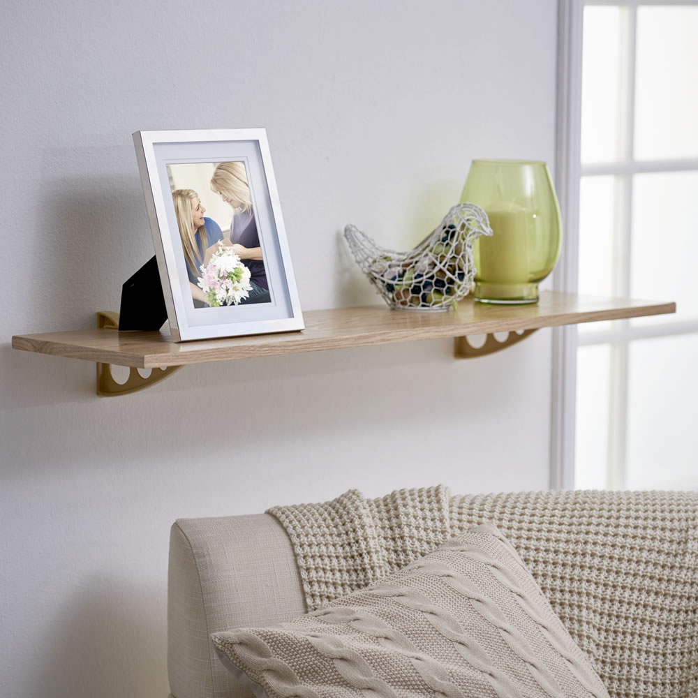 Wilko Shelf Kit Oak Effect 25 x 60cm Wilko