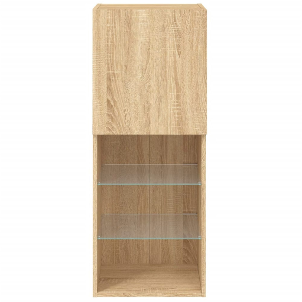 vidaXL Single Door 3 Open Shelf Sonoma Oak TV Cabinet with LED Light Image 9