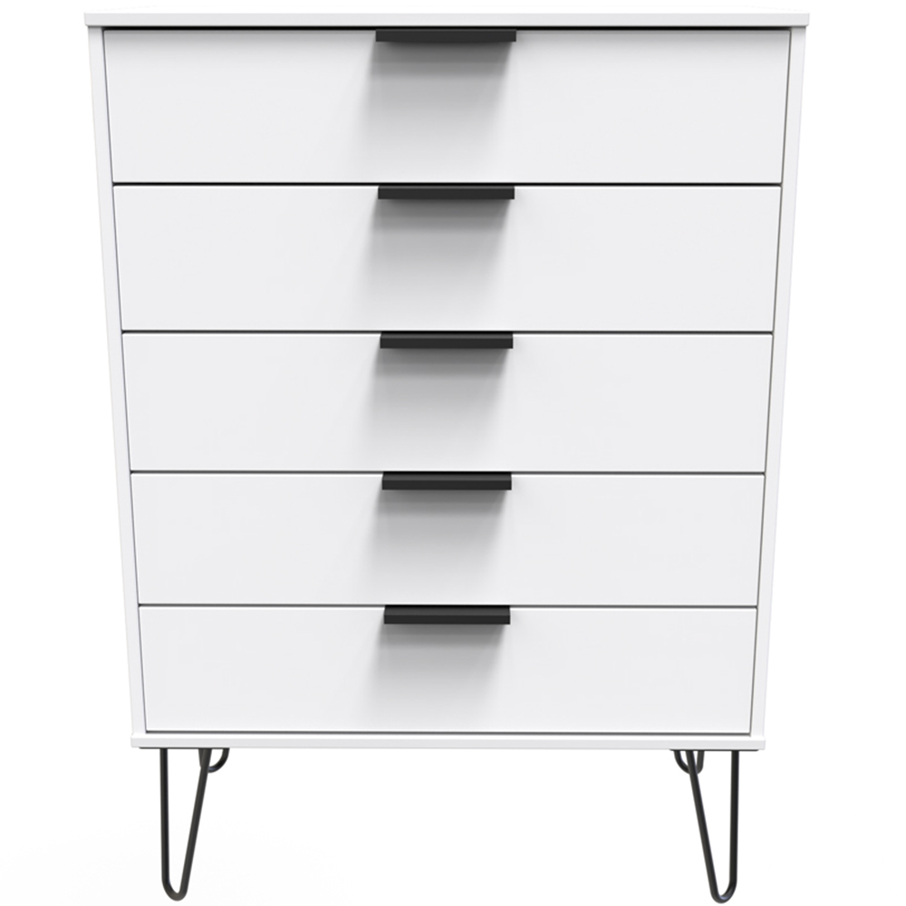 Crowndale Hong Kong 5 Drawer Matt White Chest of Drawers Ready Assembled Image 3