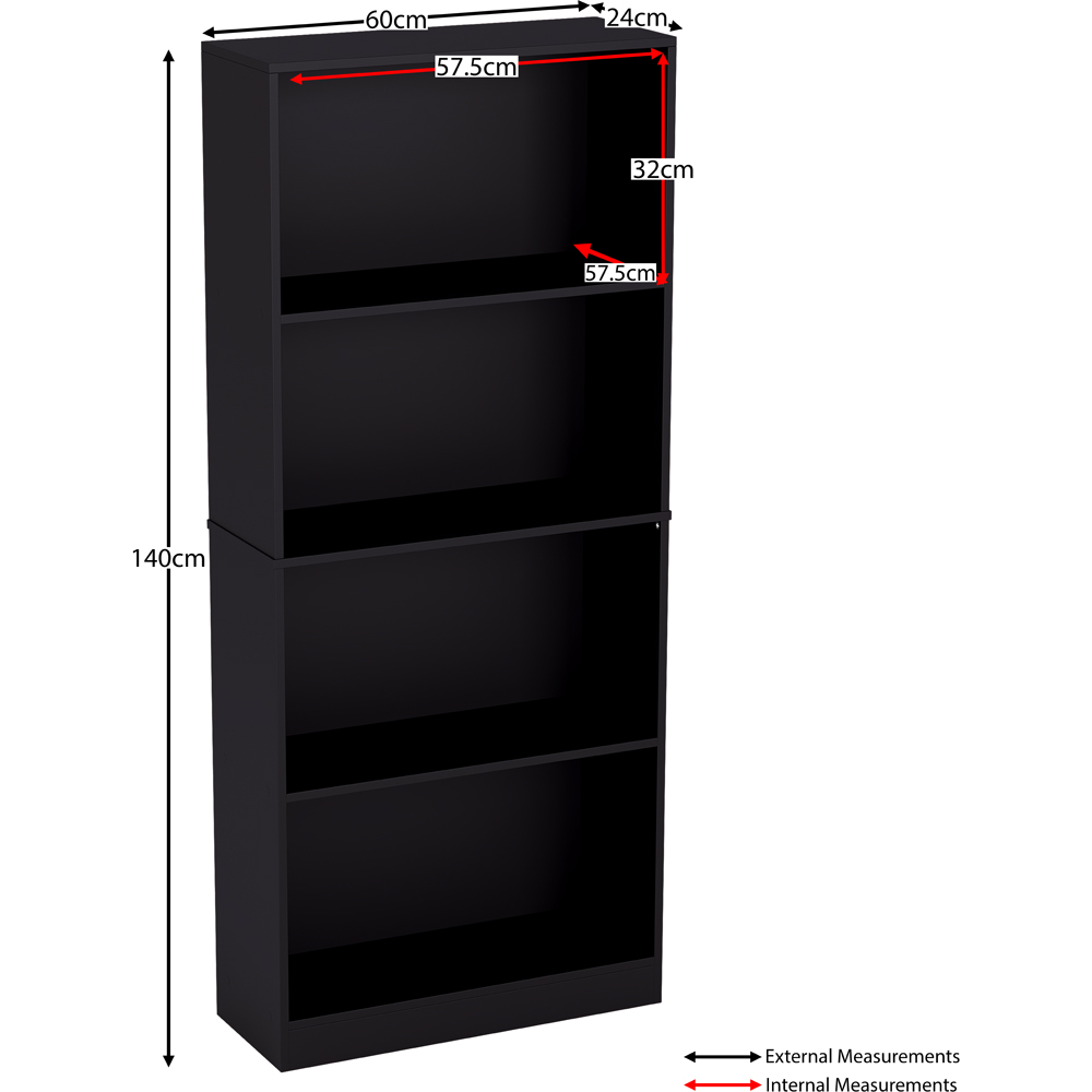 Vida Designs Cambridge 4 Shelf Black Large Bookcase Image 7