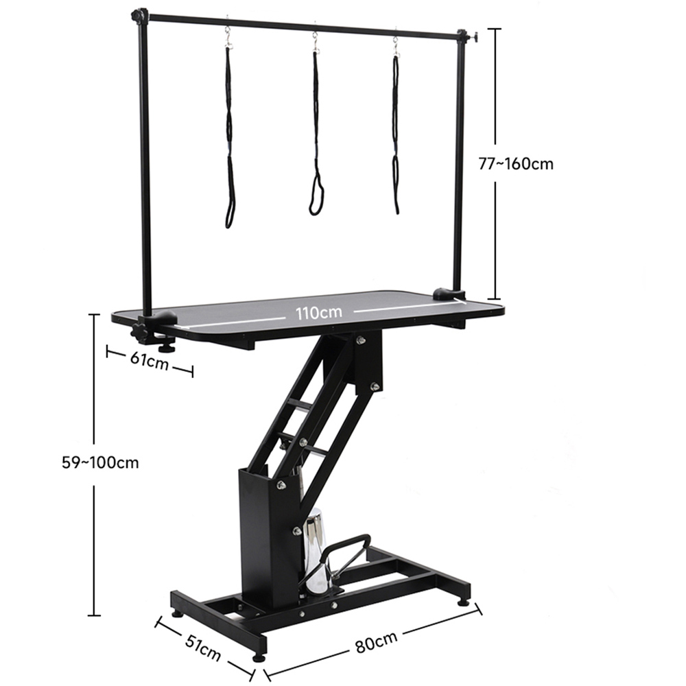 H&O Direct Black Adjustable Hydraulic Pet Grooming Table Image 6