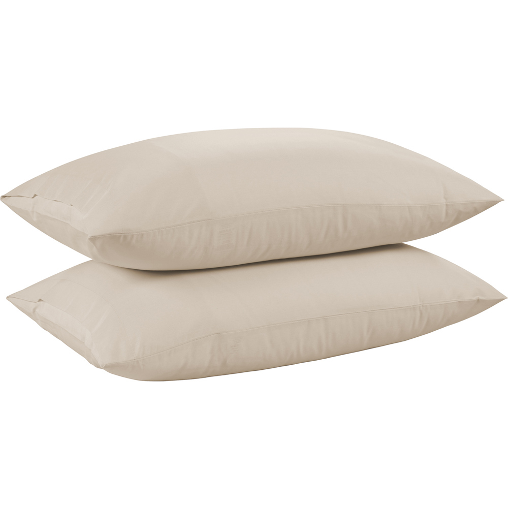 Egyptian Cotton Oxford Pillowcase Pair Natural Image 3