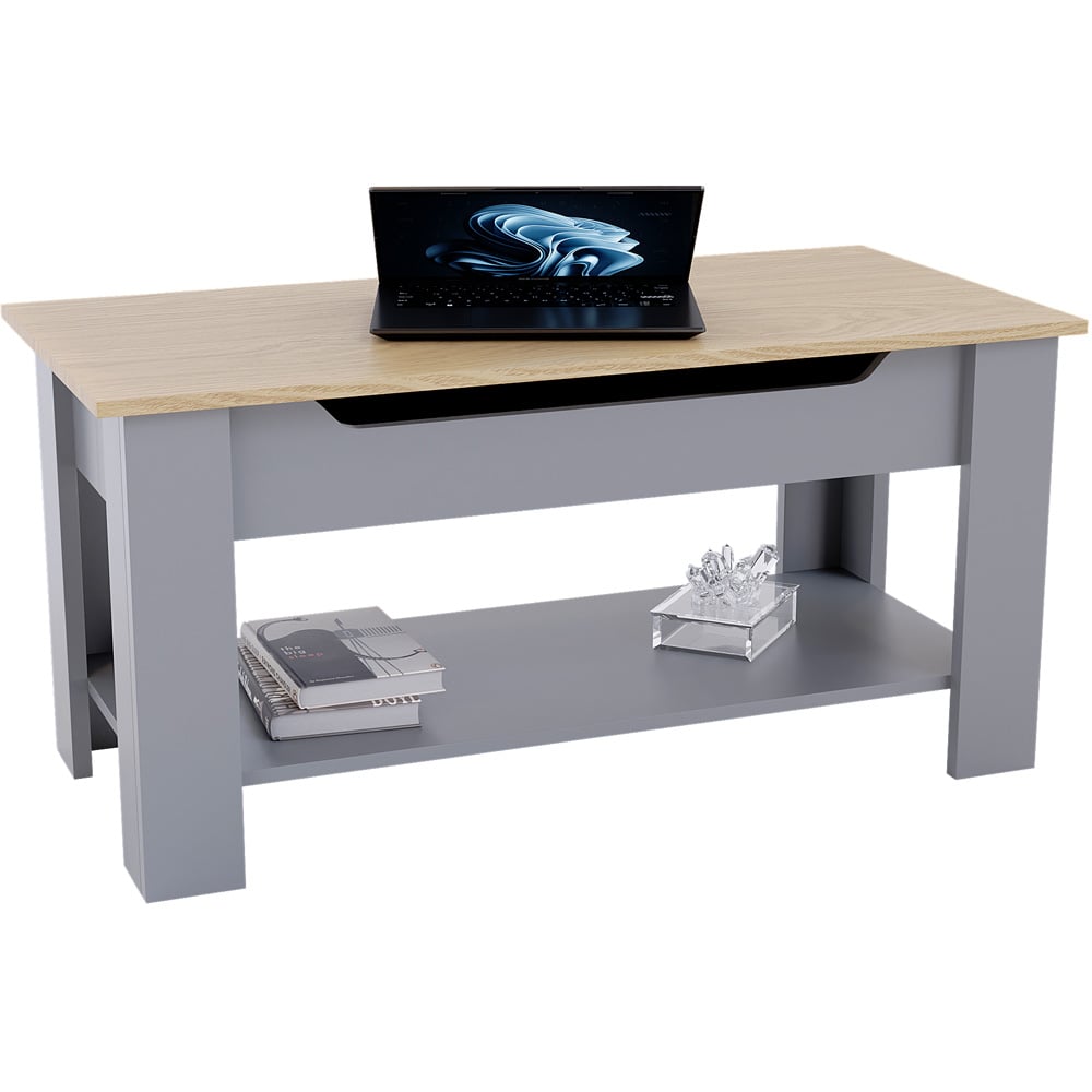 Vida Designs Oak and Grey Lift Up Coffee Table Image 2