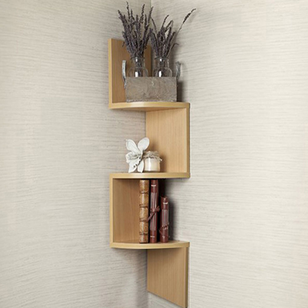 Living and Home Multi Tiered Natural Wall Corner Shelf 19.5 x 81cm Image 7