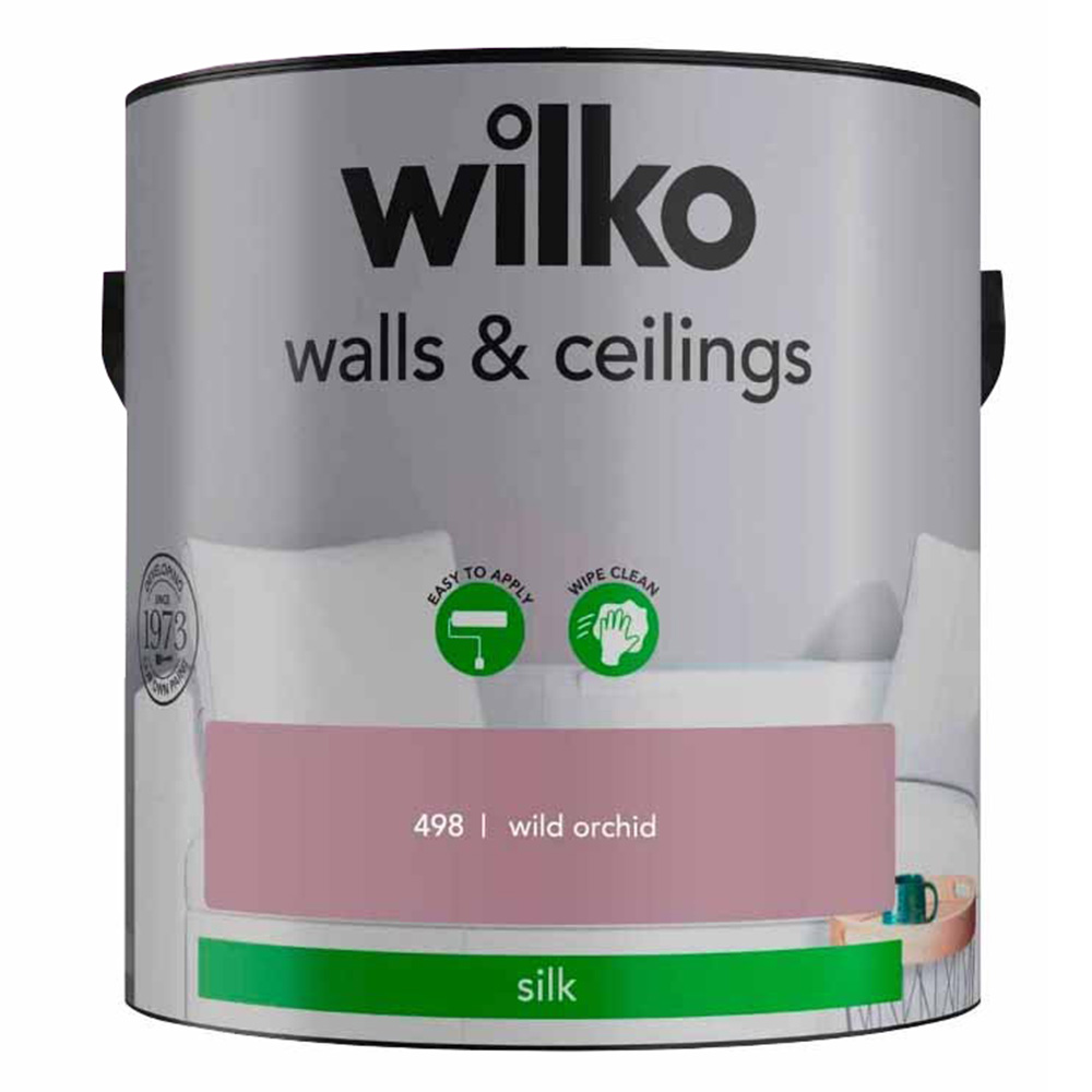 Wilko Walls & Ceilings Wild Orchid Silk Emulsion Paint 2.5L Image 2