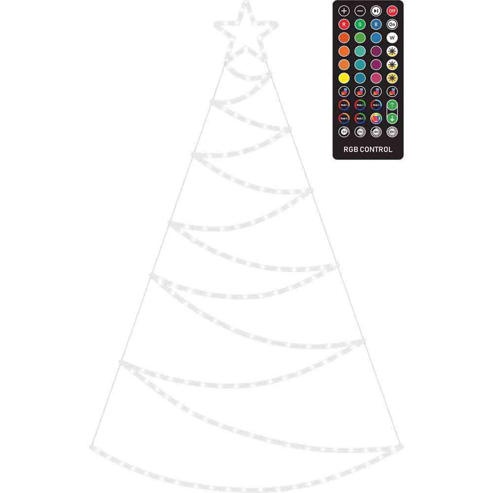 Xmas Haus 140 RGB LED Christmas Tree Silhouette Plastic Wall or Door Light with Star Topper 150cm Image 2