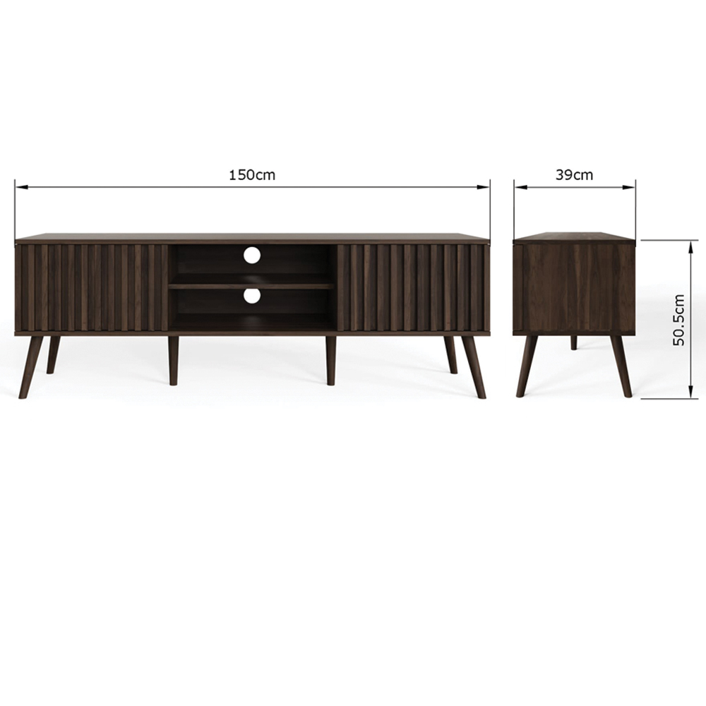GFW Rowan 2 Door 2 Shelf Walnut Slatted TV Unit Image 9