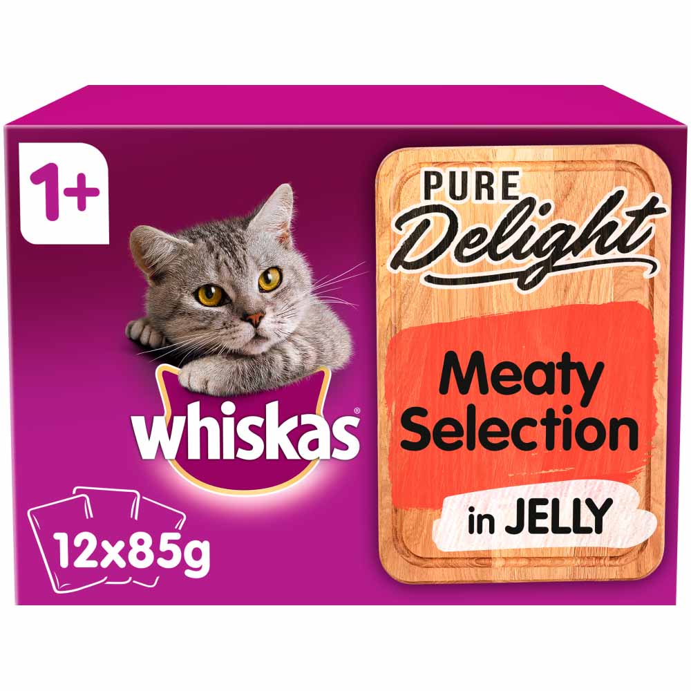Whiskas Pure Delight Adult Cat Food Pouches Meaty in Jelly 12 x 85g Image 1