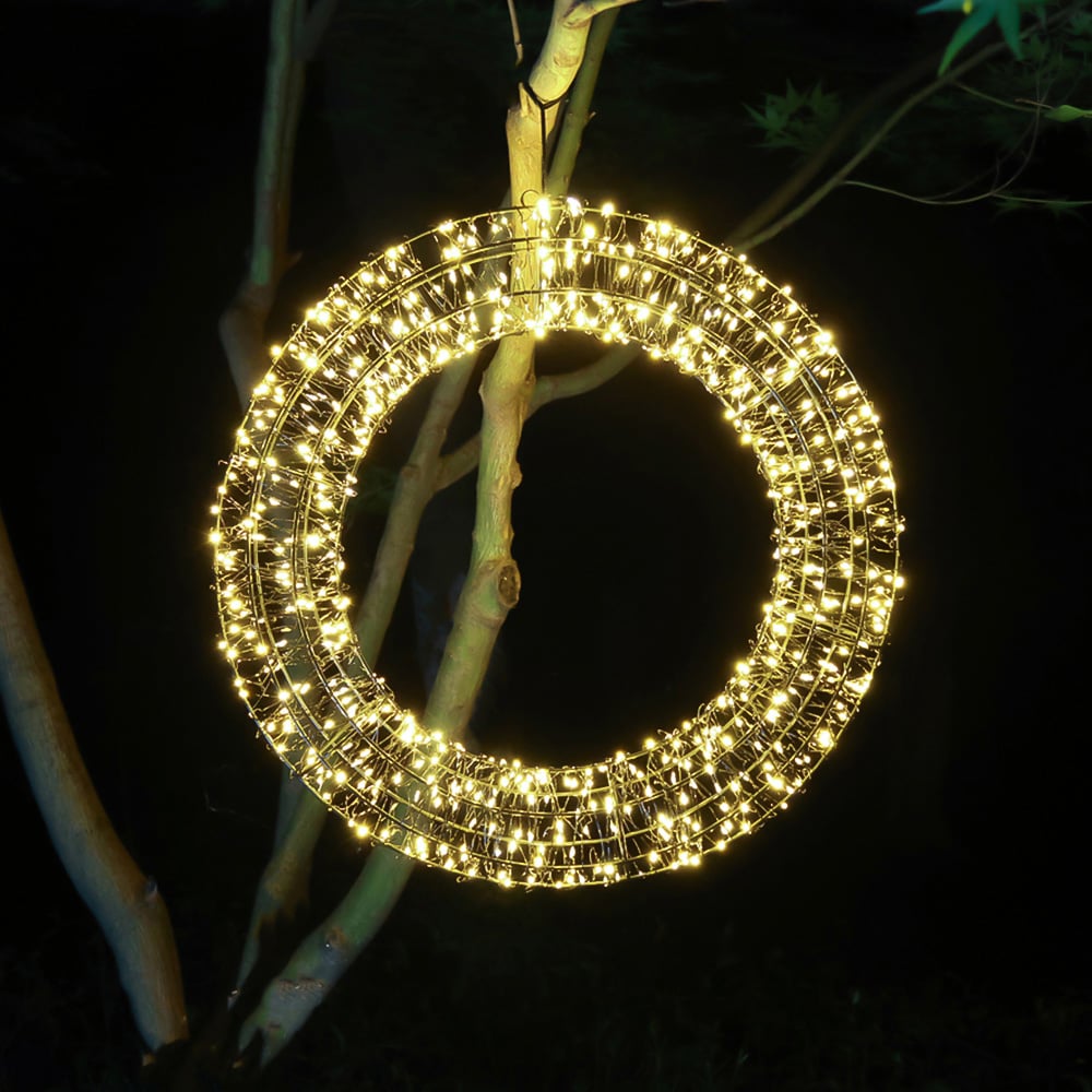 Xmas Haus Warm White LED Black Frame Wreath 38cm Image 2