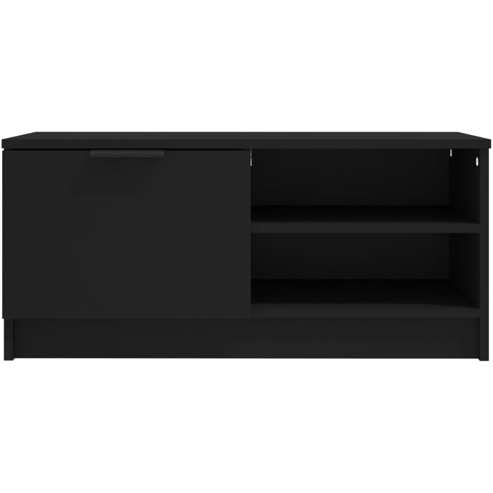 vidaXL Single Door 2 Shelf Black Wooden Compact TV Cabinet Image 3