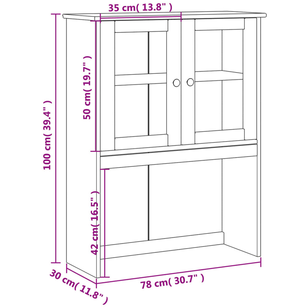 vidaXL 2 Door Brown Solid Wood Pine Dresser Top Storage Unit Image 9
