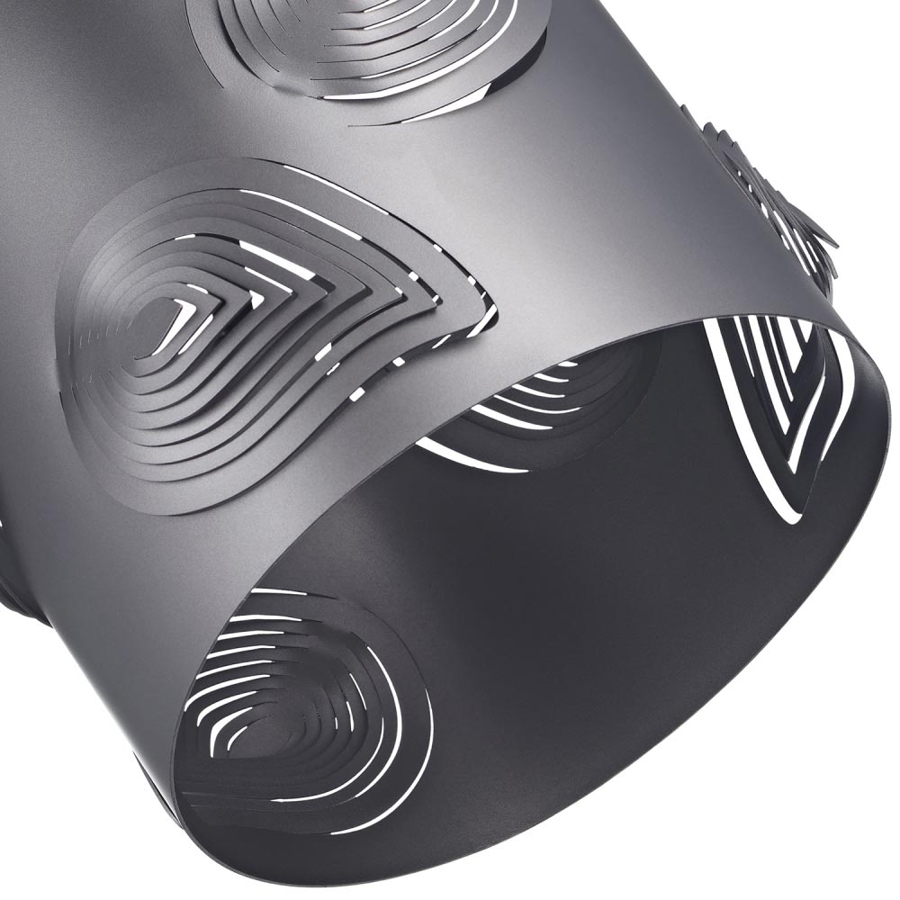 Happy Homewares Pearl Grey Semi Flush Ceiling Light with Laser Cut Leaves Image 3