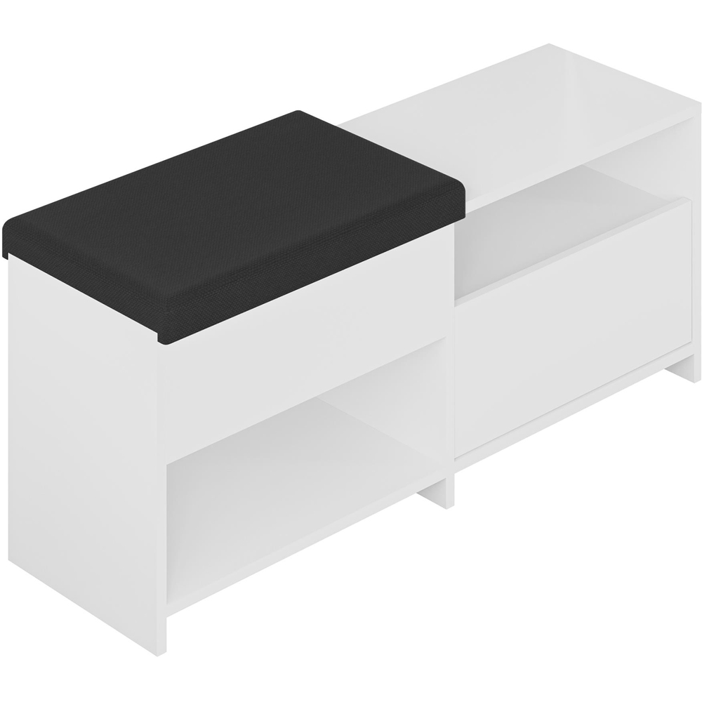 Decortie Filux 2 Shelf Single Door White Shoe Bench Image 2