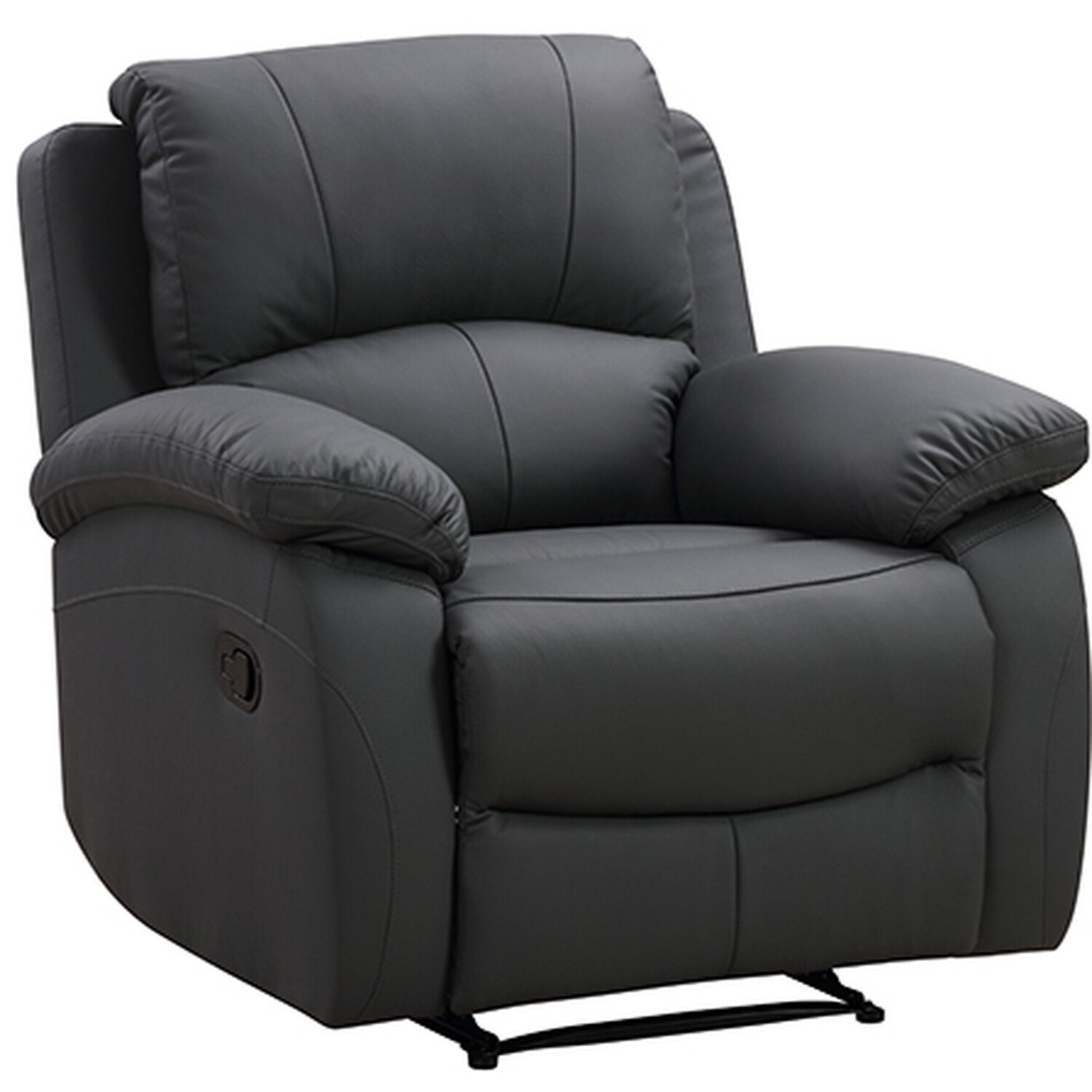 Milano Leather Manual Recliner Chair Dark Grey - Dark Grey Image 3