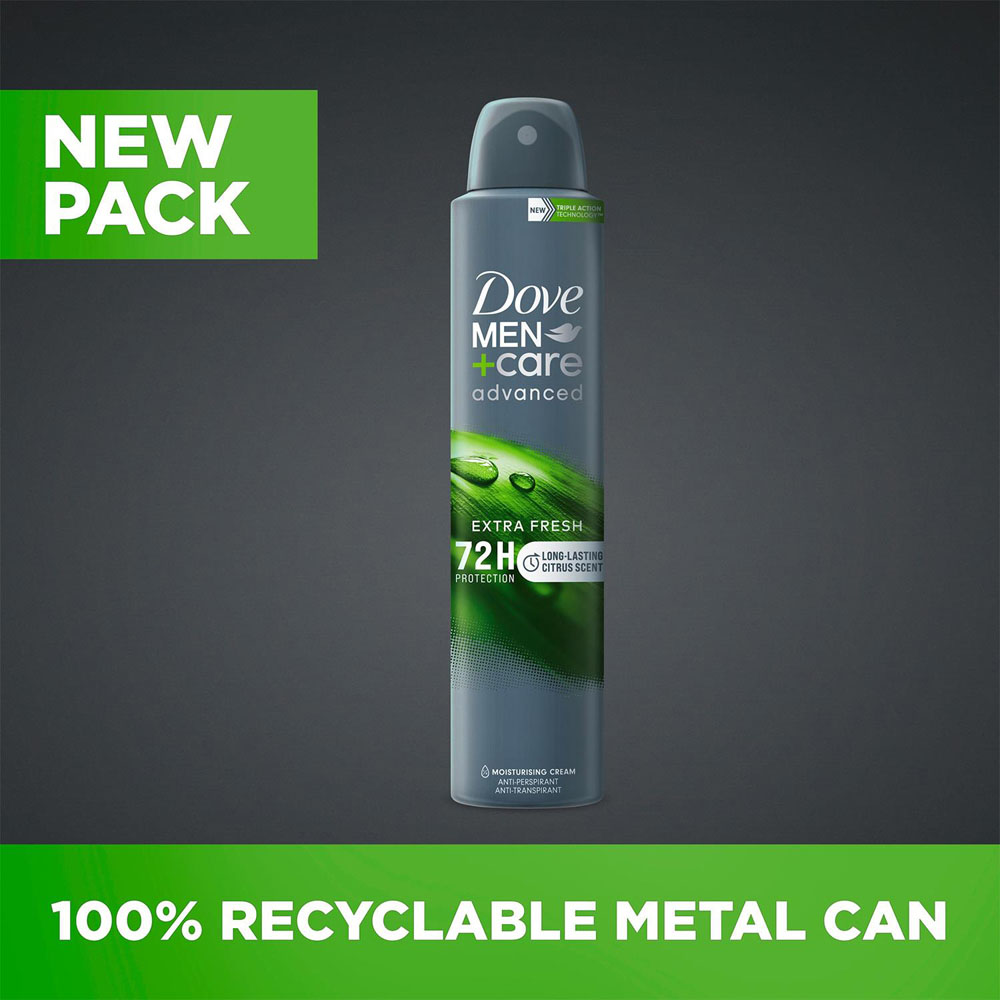 Dove Men+Care Advanced Extra Fresh Anti-Perspirant Deodorant Aerosol 200ml 36 Pack Image 7