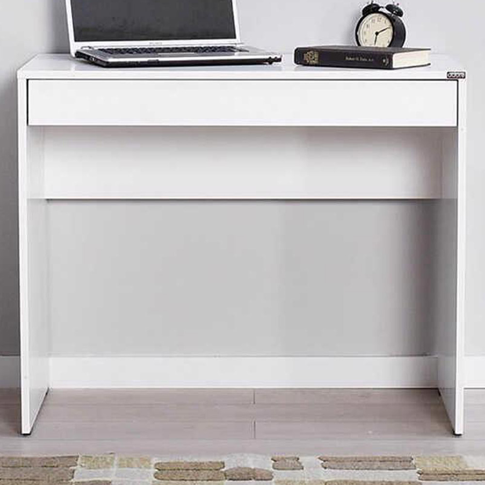 FWStyle Single Wide Drawer Matt White Desk Image 1