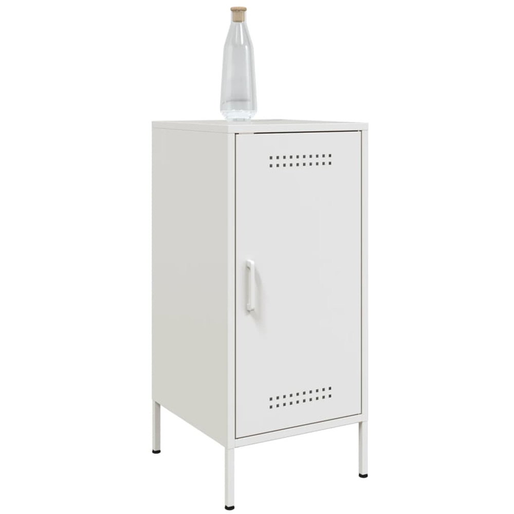 vidaXL Single Door White Steel Sideboard Image 4