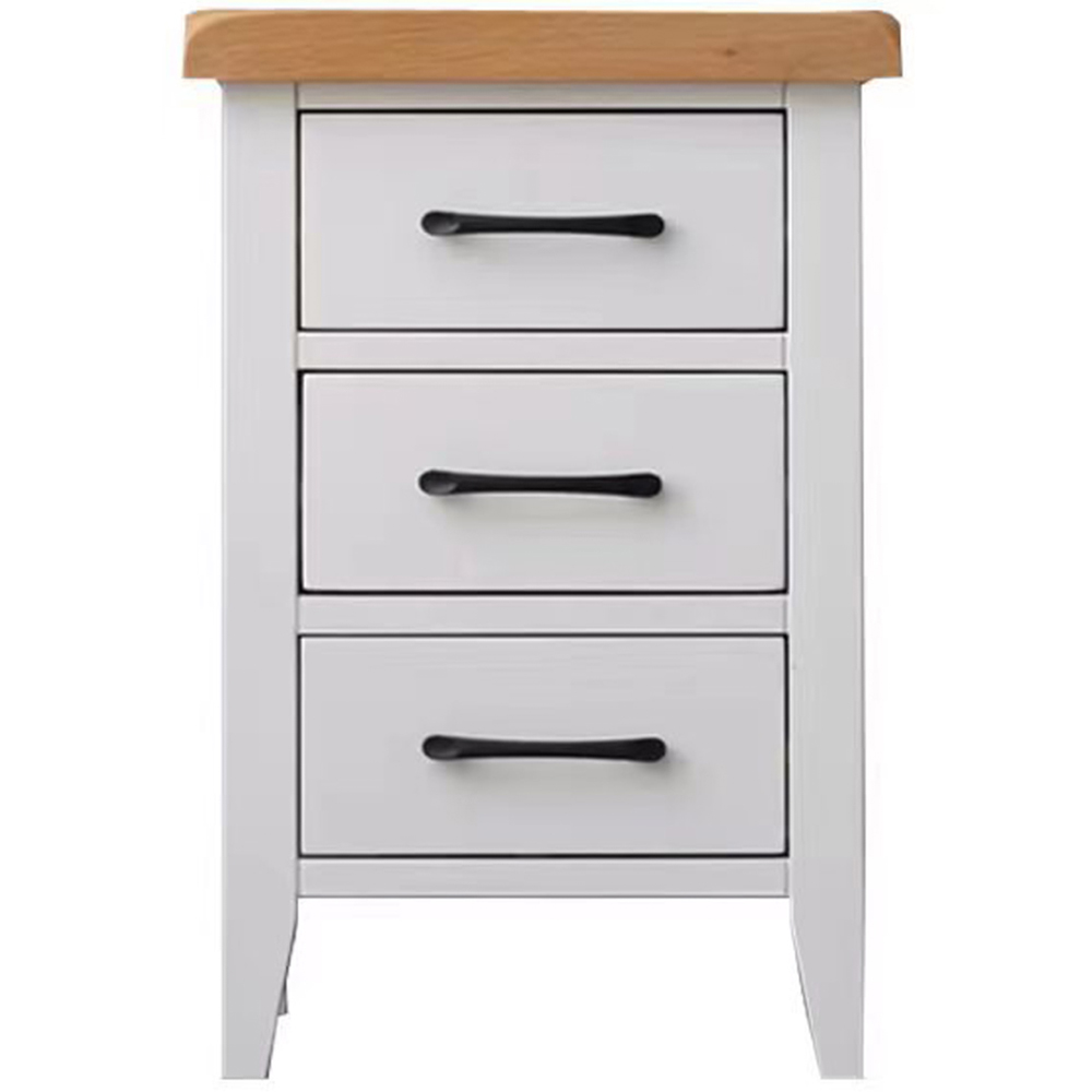 Furniture One 3 Drawer White Bedside Table Image 2