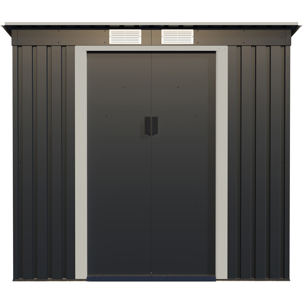 Charles Bentley 6.6 x 4ft Double Door Metal Shed Grey Image 3