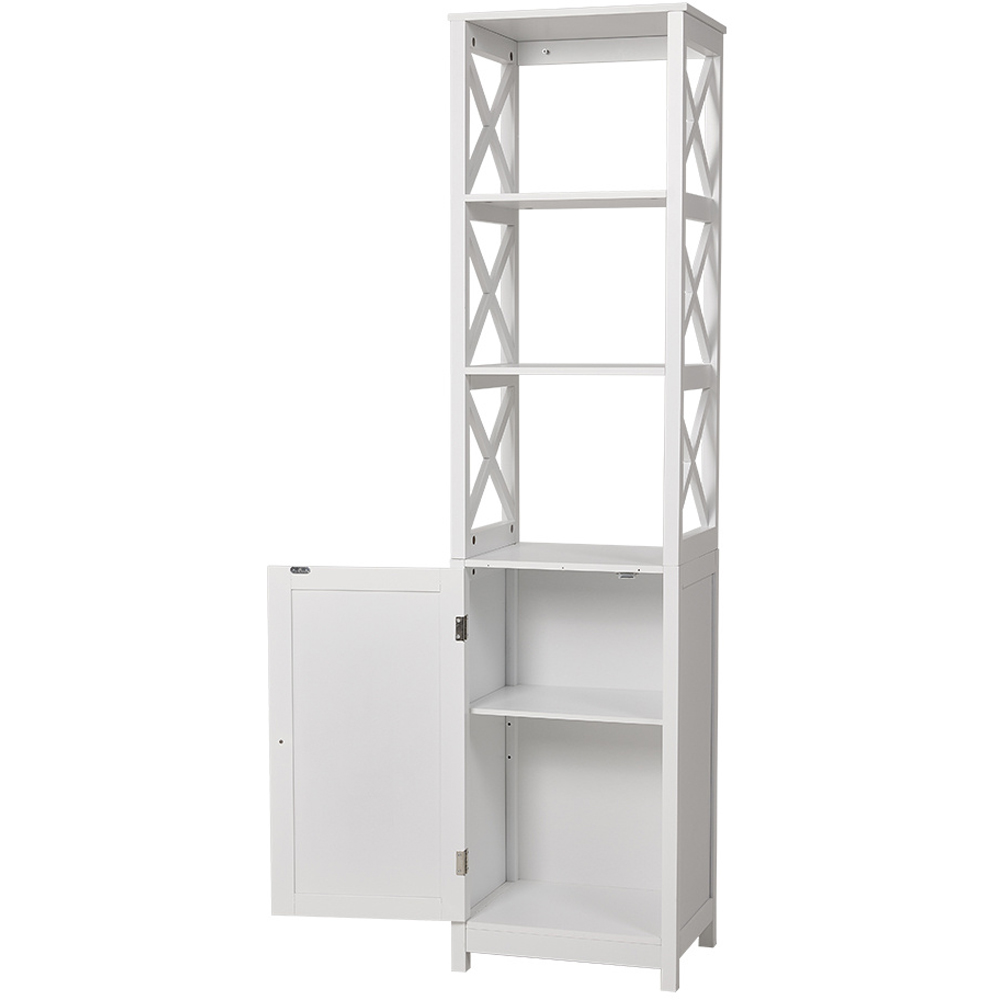 H&O Direct Single Door X Frame Wooden Bathroom Tall Cabinet Image 4