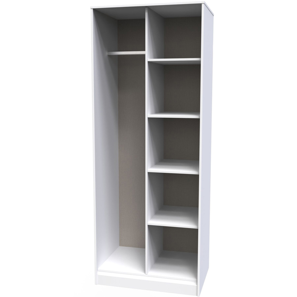 Crowndale Diamond Ready Assembled Matt Indigo and White Tall Open Wardrobe Image 3