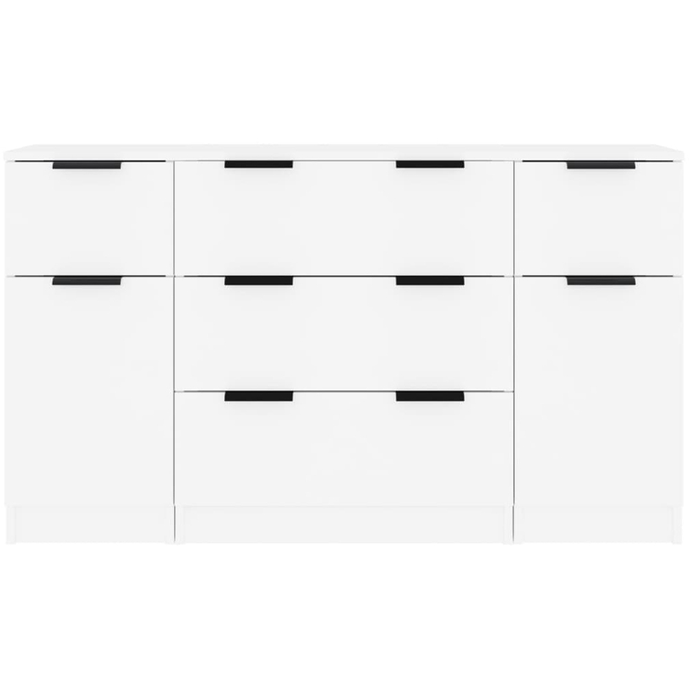 vidaXL 2 Door 5 Drawer White Sideboard 3 Piece Image 4