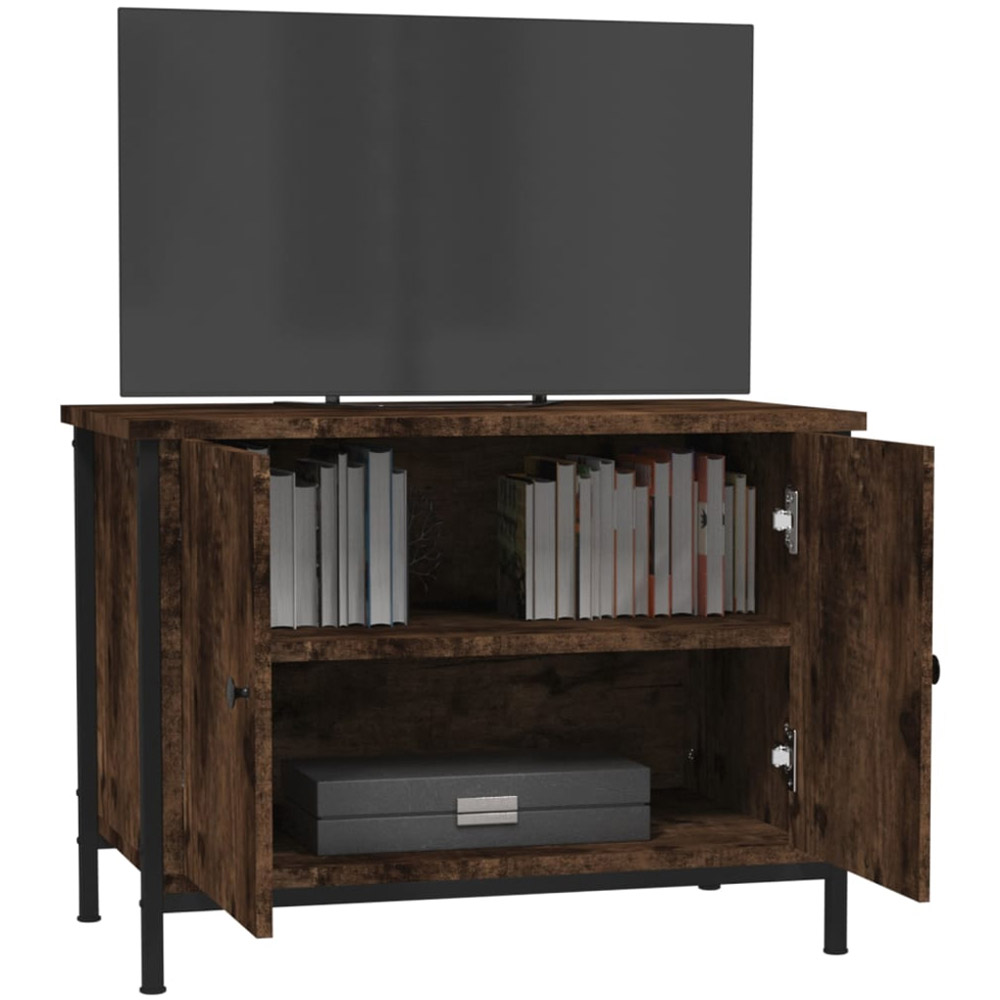 vidaXL 2 Door Smoked Oak TV Cabinet with Black Handles Image 4