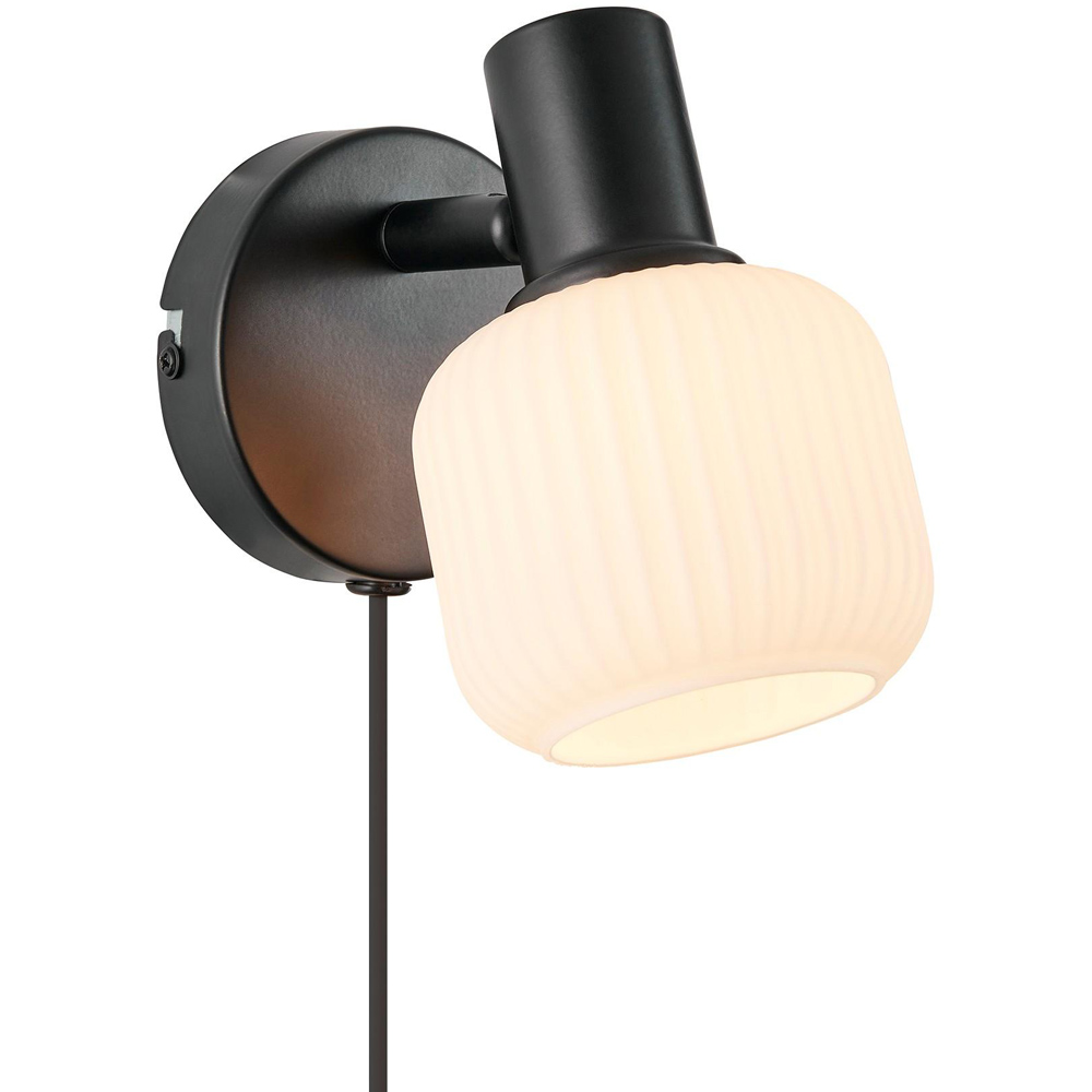 Nordlux Milford E14 Black Fluted Glass Mini Wall Light Image 5