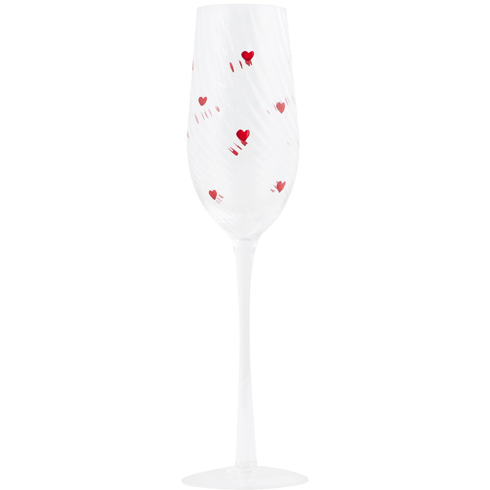 Mini Hearts Champagne Glass - Clear and Red Image 1