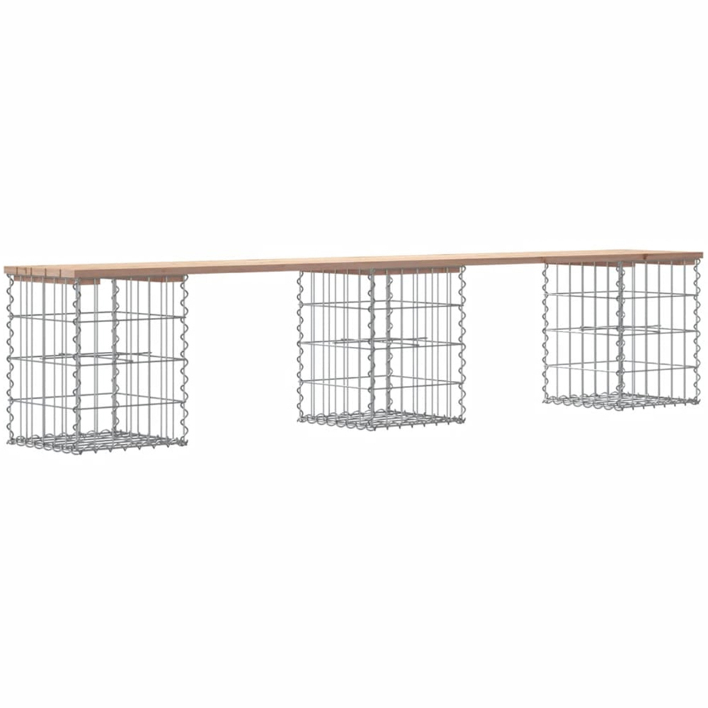 vidaXL Natural Solid Pine Wood Gabion Design Garden Bench 203 x 31 x 42cm Image 3
