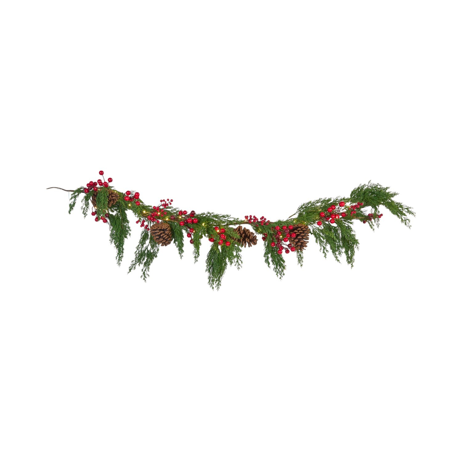 Pinecone and Red Berry Garland - Green and Red Image 6
