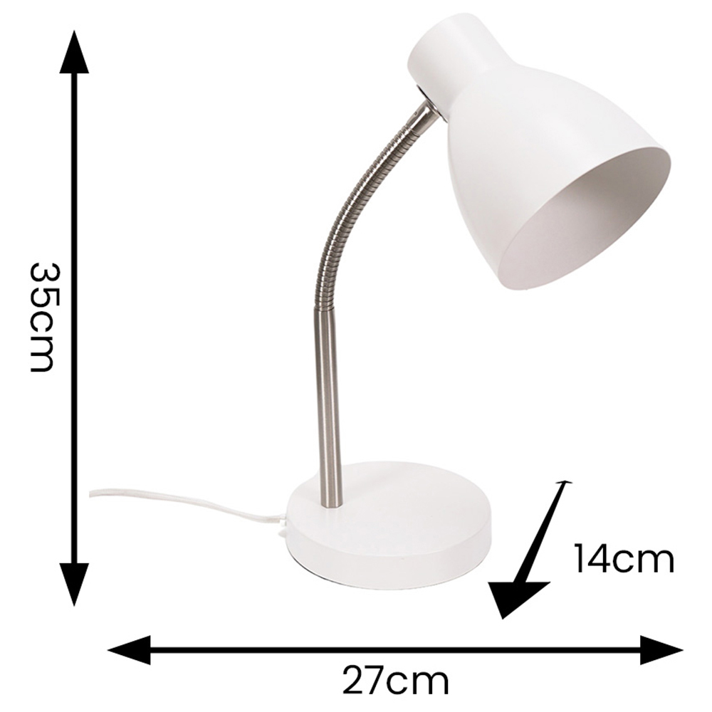 ValueLights Keela White Adjustable Flexi Neck LED Desk Table Lamp Image 6