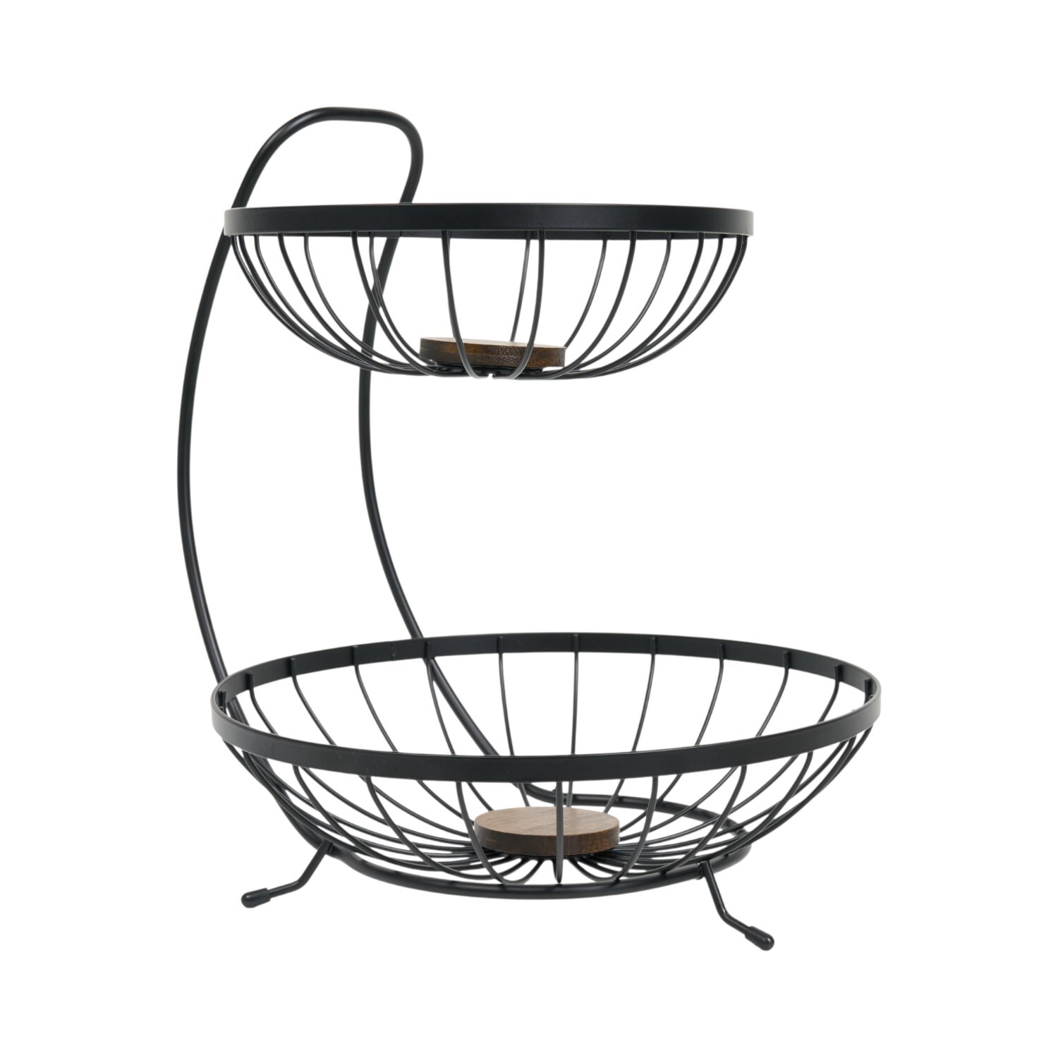 2 Tier Wired Fruit Bowl Black Image 2