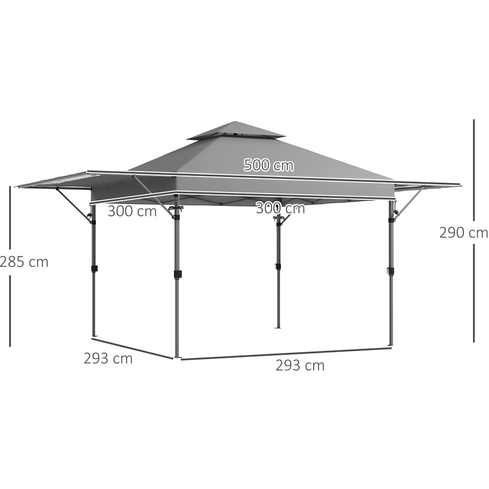 Outsunny 5 x 3m Grey Pop Up Gazebo with Extend Dual Awnings Image 7