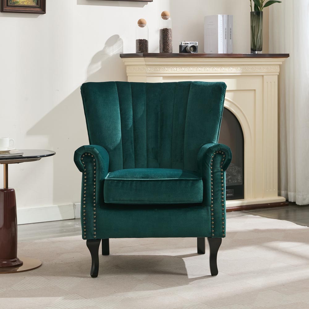 Furniture One Velvet Accent High Back Tub Chair Image 5