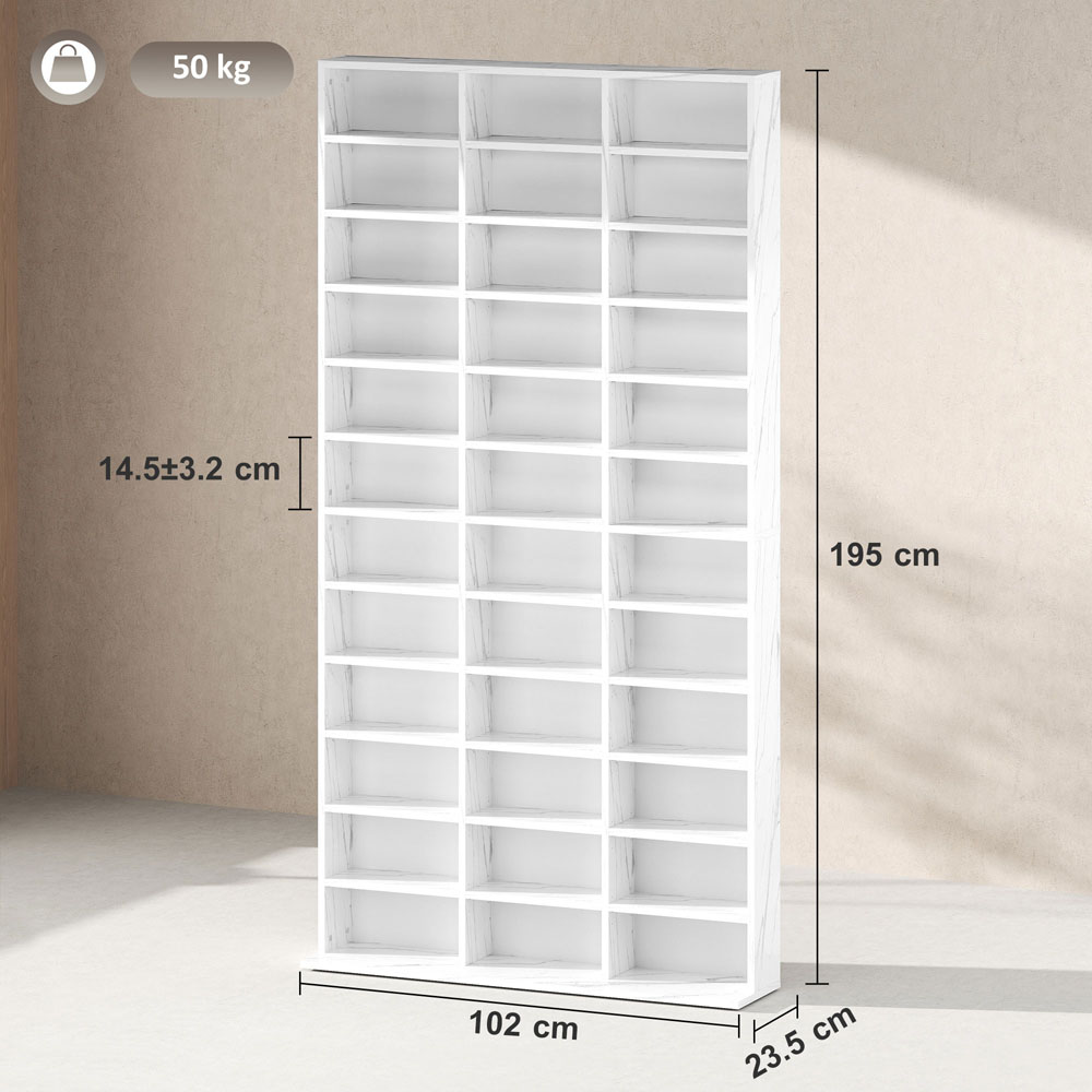 HOMCOM 36 Shelf Marble Effect Large DVD and CD Media Storage Unit Image 9